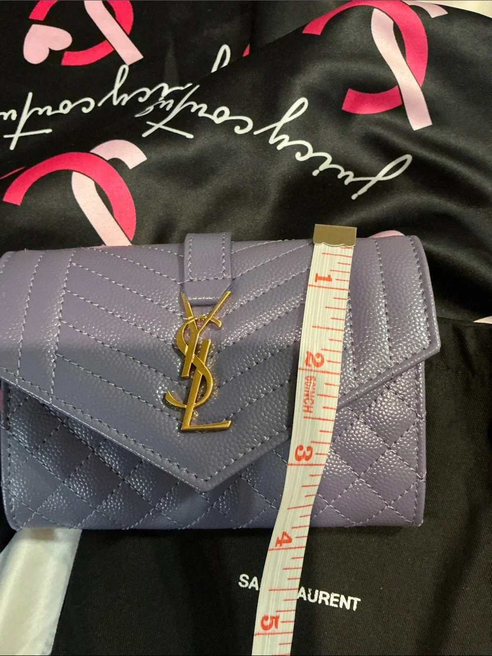 Authentic YSL purple wallet with gold colored hardware. - Picture 8 of 8